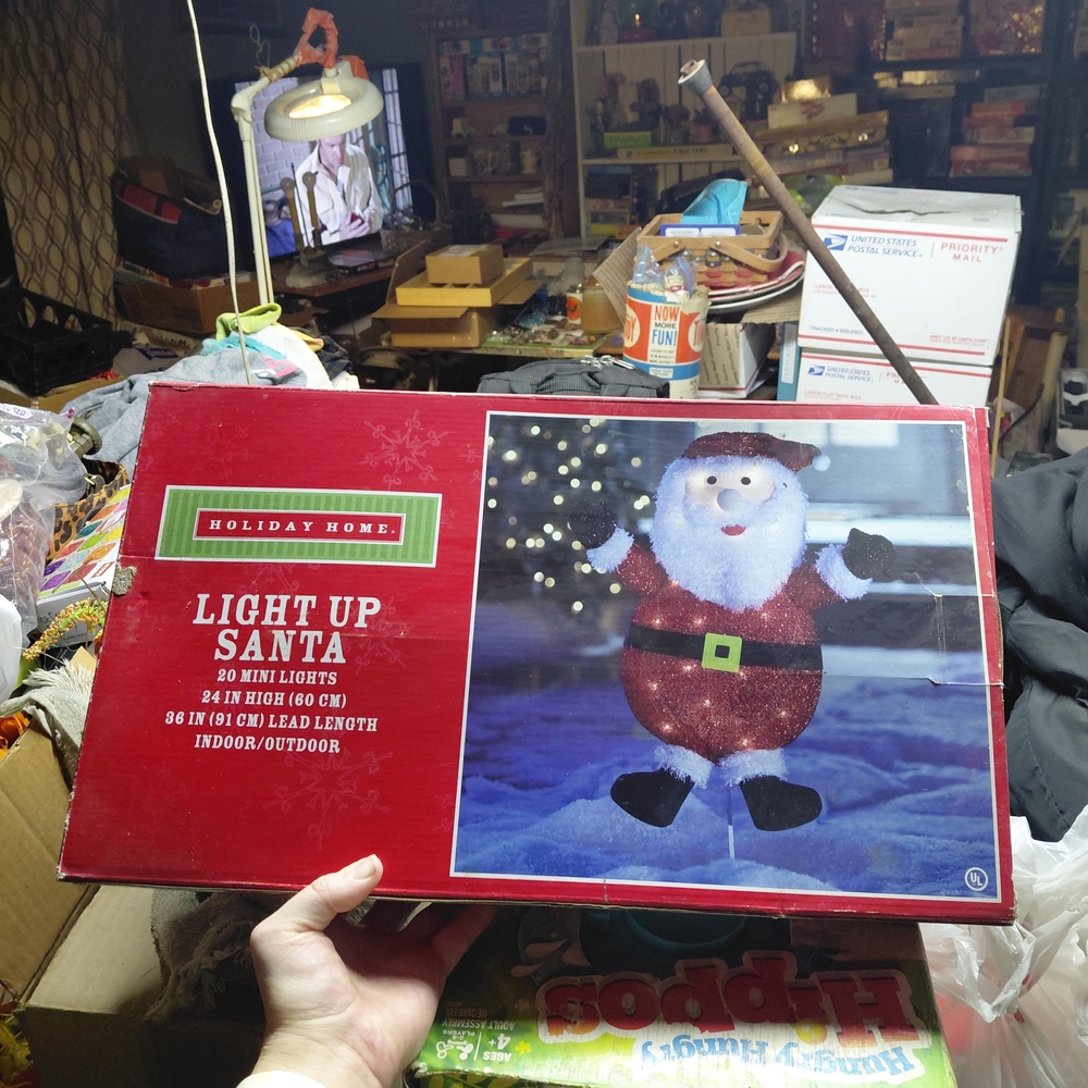 Holiday Home Light Up Santa with Red and White Accents